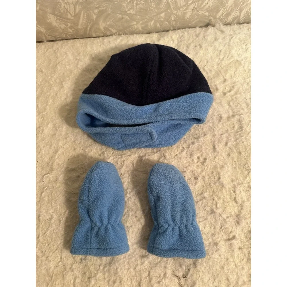Baby Boy Nike Blue Fleece Hat And Mittens Size Infant